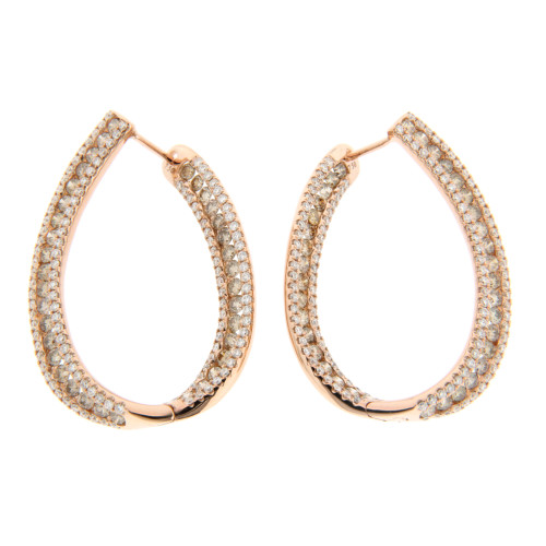 White Diamond Oval Hoop Earrings