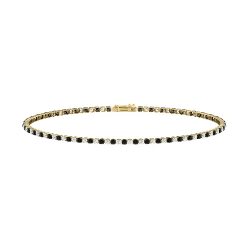 Single Line Ultra Light Tennis Bracelet in Diamond and Black Diamond (1.50mm)