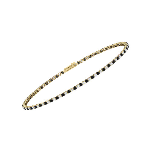 Single Line Ultra Light Tennis Bracelet in Diamond and Black Diamond (1.50mm)