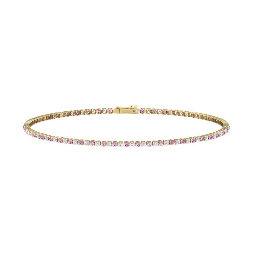 Single Line Ultra Light Tennis Bracelet in Diamond and Pink Sapphire (1.50mm)