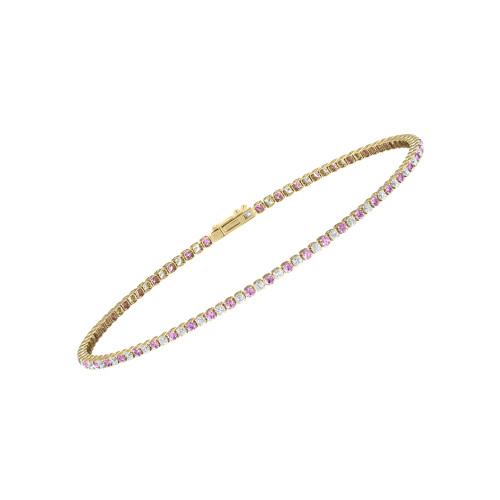 Single Line Ultra Light Tennis Bracelet in Diamond and Pink Sapphire (1.50mm)