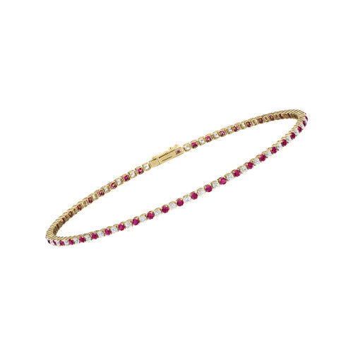 Single Line Ultra Light Tennis Bracelet in Diamond and Ruby (1.50mm)
