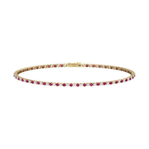 Single Line Ultra Light Tennis Bracelet in Diamond and Ruby (1.50mm)