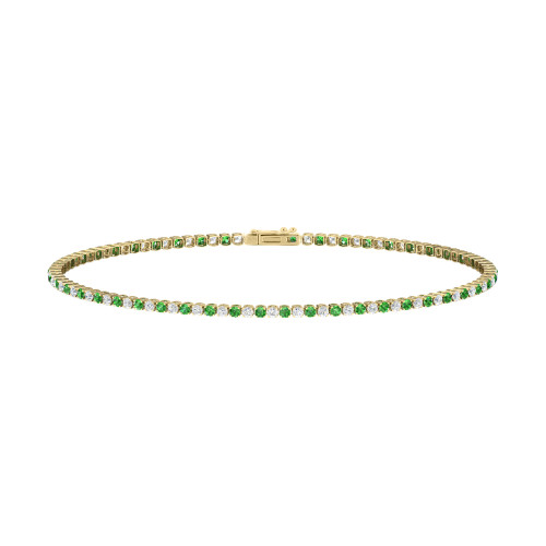 Single Line Ultra Light Tennis Bracelet in Diamond and Tsavorite (1.50mm)