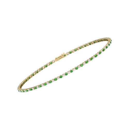 Single Line Ultra Light Tennis Bracelet in Diamond and Tsavorite (1.50mm)