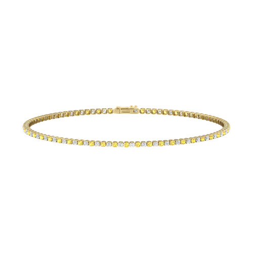 Single Line Ultra Light Tennis Bracelet in Diamond and Yellow Sapphire (1.50mm)