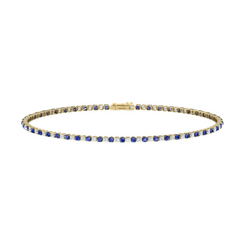 Single Line Ultra Light Tennis Bracelet in Diamond and Blue Sapphire  (1.50mm)