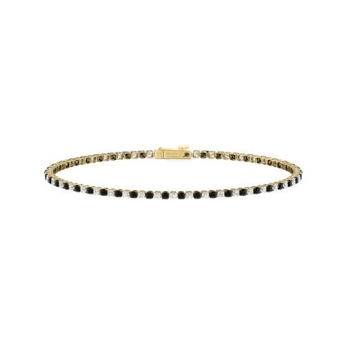 Single Line Ultra Light Tennis Bracelet in Diamond and Black Diamond (1.70mm)