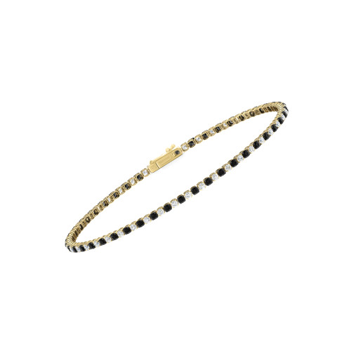 Single Line Ultra Light Tennis Bracelet in Diamond and Black Diamond (1.70mm)