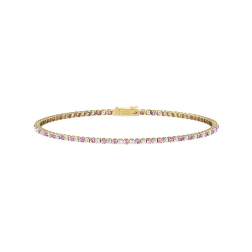 Single Line Ultra Light Tennis Bracelet in Diamond and Pink Sapphire (1.70mm)