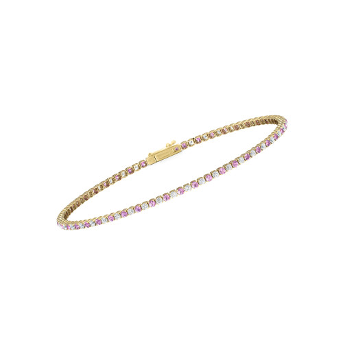 Single Line Ultra Light Tennis Bracelet in Diamond and Pink Sapphire (1.70mm)