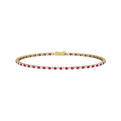 Single Line Ultra Light Tennis Bracelet in Diamond and Ruby (1.70mm)