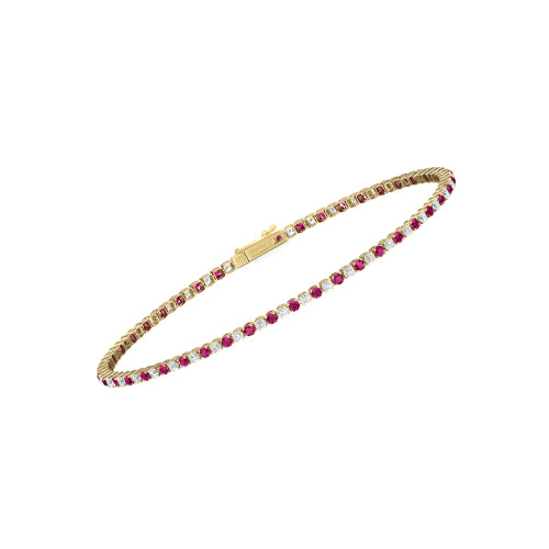 Single Line Ultra Light Tennis Bracelet in Diamond and Ruby (1.70mm)