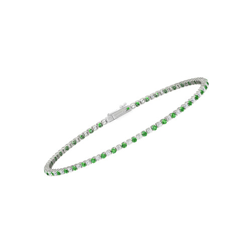 Single Line Ultra Light Tennis Bracelet in Diamond and Tsavorite (1.70mm)
