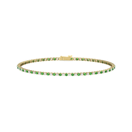 Single Line Ultra Light Tennis Bracelet in Diamond and Tsavorite (1.70mm)