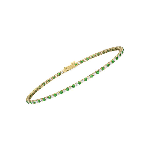 Single Line Ultra Light Tennis Bracelet in Diamond and Tsavorite (1.70mm)