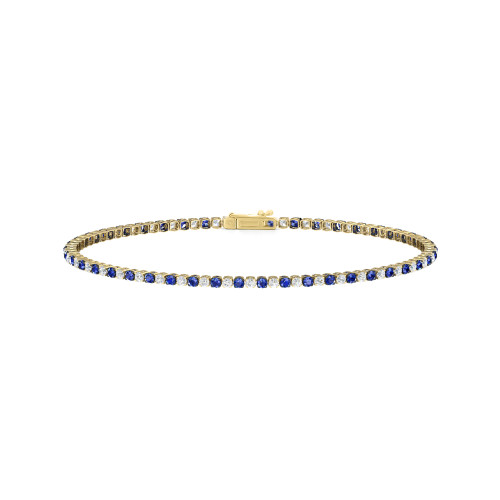 Single Line Ultra Light Tennis Bracelet in Diamond and Blue Sapphire  (1.70mm)
