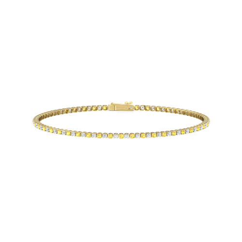 Single Line Ultra Light Tennis Bracelet in Diamond and Yellow Sapphire (1.70mm)