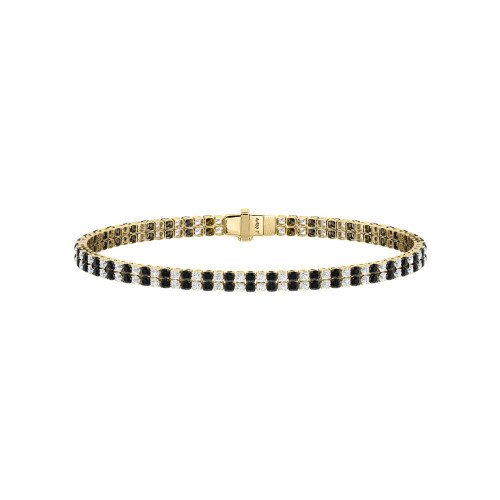 Double Line Ultra Light Tennis Bracelet in Diamond and Black Diamond (1.70mm)