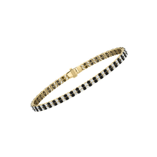 Double Line Ultra Light Tennis Bracelet in Diamond and Black Diamond (1.70mm)