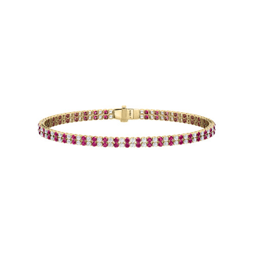 Double Line Ultra Light Tennis Bracelet in Diamond and Ruby (1.70mm)