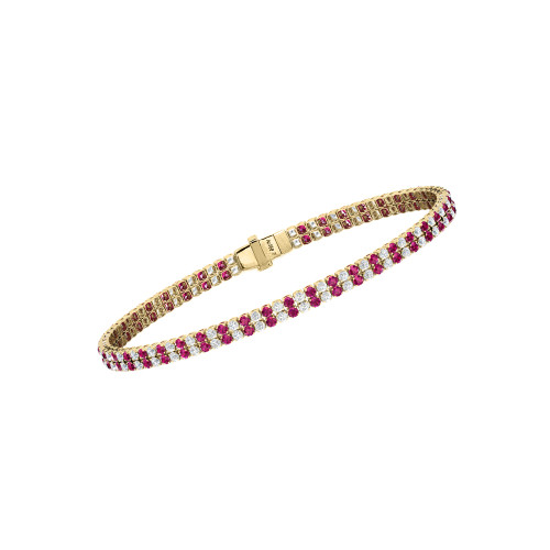 Double Line Ultra Light Tennis Bracelet in Diamond and Ruby (1.70mm)