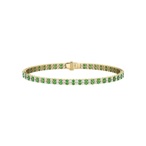 Double Line Ultra Light Tennis Bracelet in Diamond and Tsavorite (1.70mm)