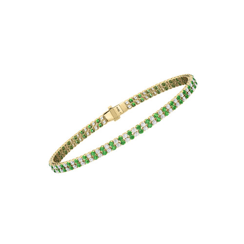 Double Line Ultra Light Tennis Bracelet in Diamond and Tsavorite (1.70mm)