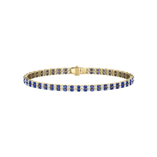 Double Line Ultra Light Tennis Bracelet in Diamond and Blue Sapphire (1.70mm)