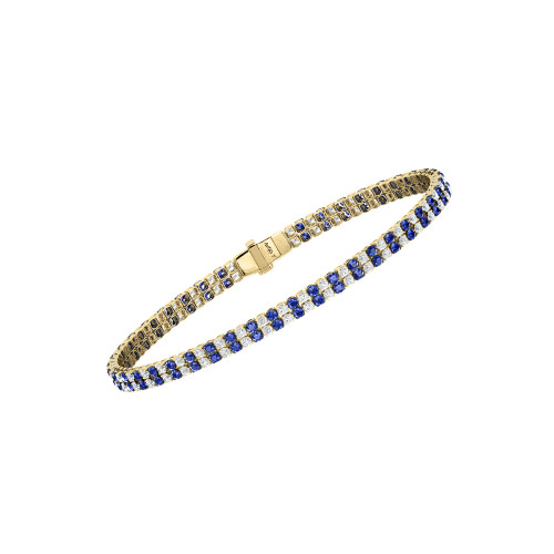 Double Line Ultra Light Tennis Bracelet in Diamond and Blue Sapphire (1.70mm)