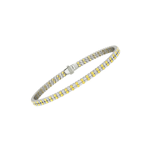 Double Line Ultra Light Tennis Bracelet in Diamond and Yellow Sapphire (1.70mm)