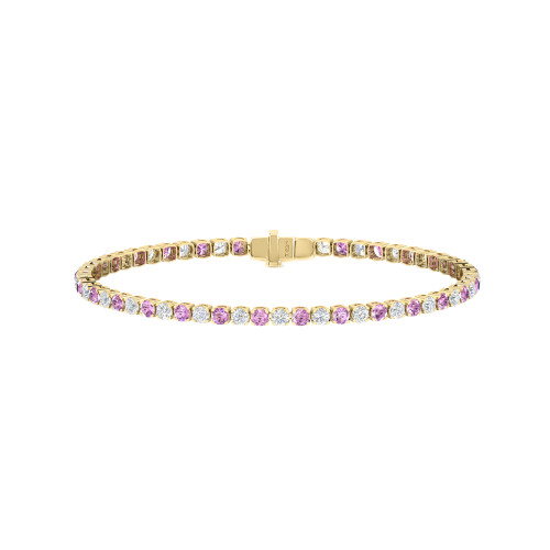 Single Line Ultra Light Tennis Bracelet in Diamond and Pink Sapphire (2.70mm)