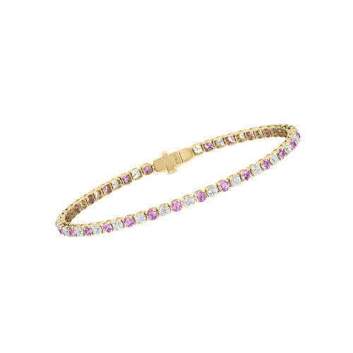 Single Line Ultra Light Tennis Bracelet in Diamond and Pink Sapphire (2.70mm)