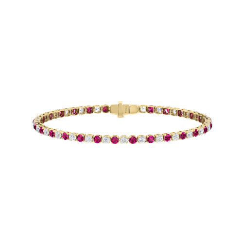Single Line Ultra Light Tennis Bracelet in Diamond and Ruby (2.70mm)