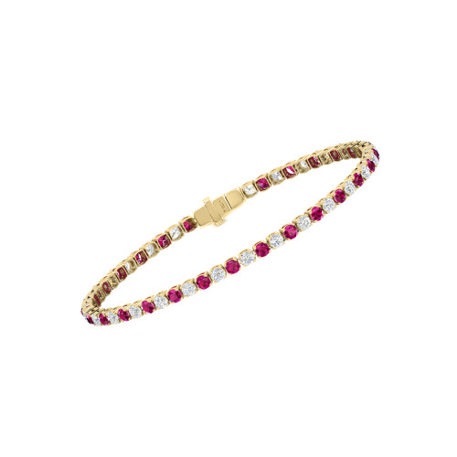 Single Line Ultra Light Tennis Bracelet in Diamond and Ruby (2.70mm)