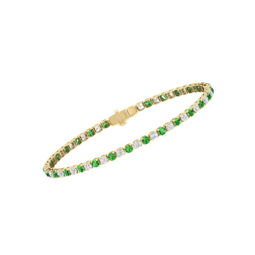 Single Line Ultra Light Tennis Bracelet in Diamond and Tsavorite (2.70mm)