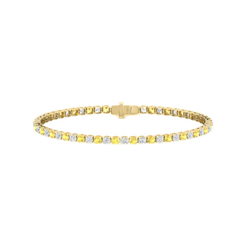 Single Line Ultra Light Tennis Bracelet in Diamond and Yellow Sapphire (2.70mm)
