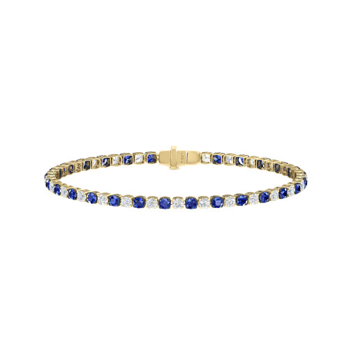 Single Line Ultra Light Tennis Bracelet in Diamond and Blue Sapphire  (2.70mm)