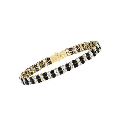 Double Line Ultra Light Tennis Bracelet in Diamond and Black Diamond (2.70mm)