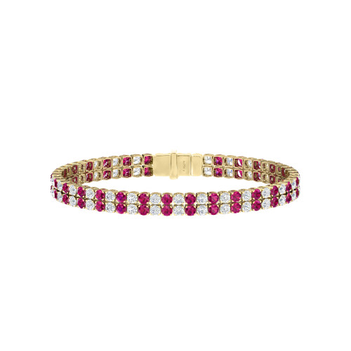 Double Line Ultra Light Tennis Bracelet in Diamond and Ruby (2.70mm)