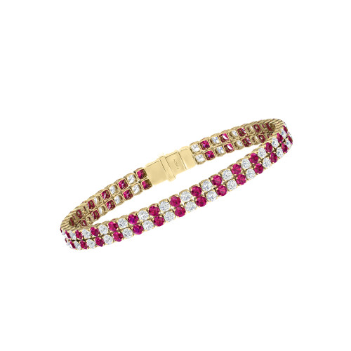 Double Line Ultra Light Tennis Bracelet in Diamond and Ruby (2.70mm)