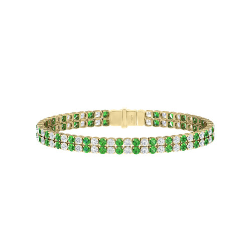 Double Line Ultra Light Tennis Bracelet in Diamond and Tsavorite (2.70mm)