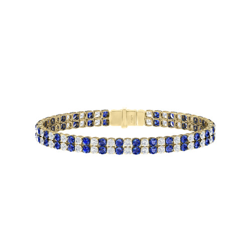 Double Line Ultra Light Tennis Bracelet in Diamond and Blue Sapphire (2.70mm)