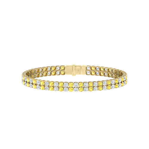 Double Line Ultra Light Tennis Bracelet in Diamond and Yellow Sapphire (2.70mm)
