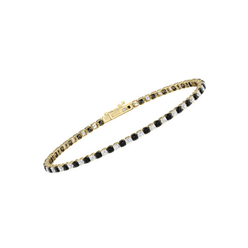 Single Line Ultra Light Tennis Bracelet in Diamond and Black Diamond (2.10mm)