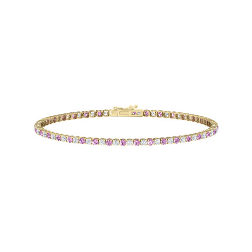 Single Line Ultra Light Tennis Bracelet in Diamond and Pink Sapphire (2.10mm)