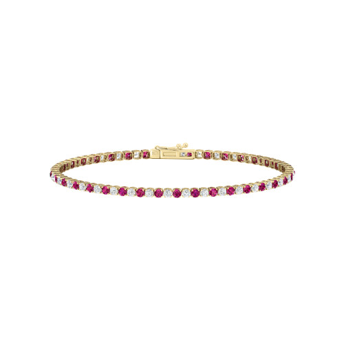 Single Line Ultra Light Tennis Bracelet in Diamond and Ruby (2.10mm)
