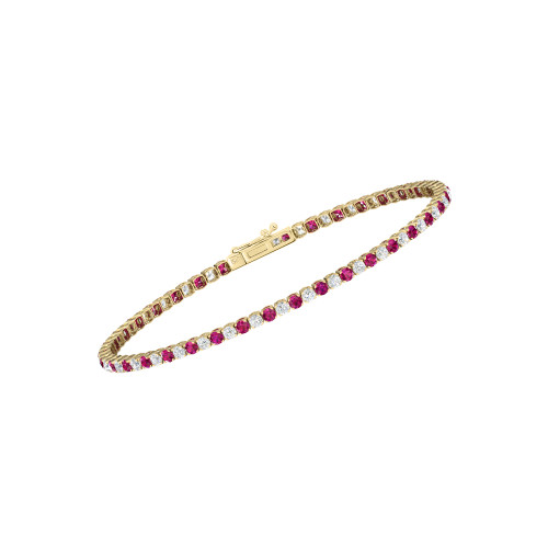 Single Line Ultra Light Tennis Bracelet in Diamond and Ruby (2.10mm)