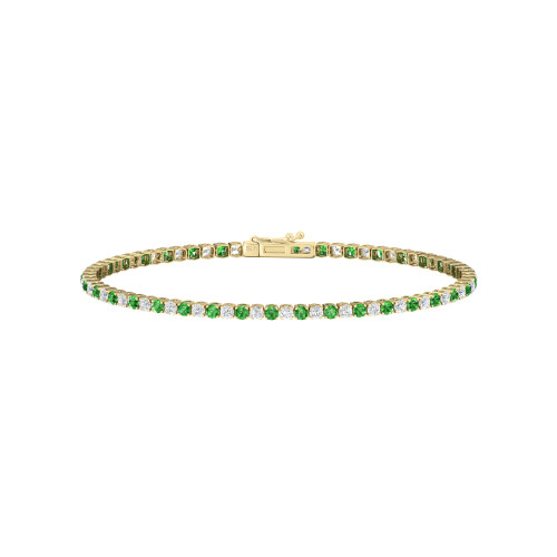 Single Line Ultra Light Tennis Bracelet in Diamond and Tsavorite (2.10mm)
