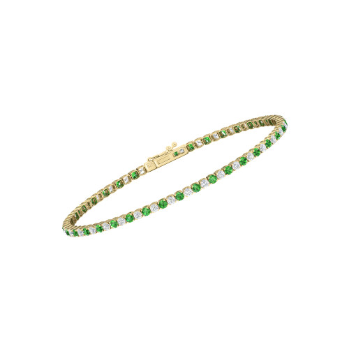 Single Line Ultra Light Tennis Bracelet in Diamond and Tsavorite (2.10mm)